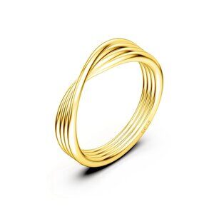 14K Gold Twisted Ring -  Stackable Ring - 925 Sterling Silver - Minimalist Ring